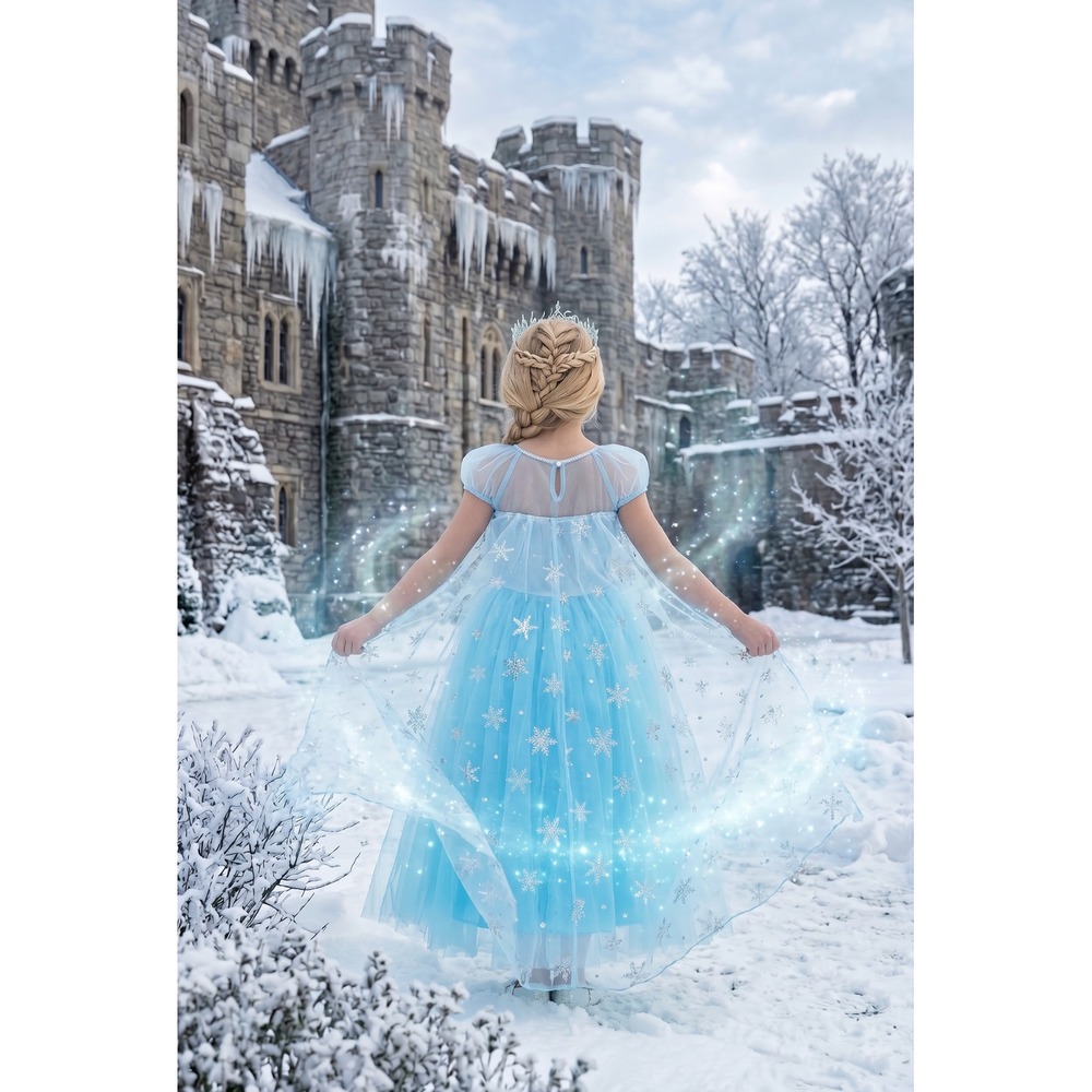 Trish Scully Girls Elsa Inspired Ice Queen Princess Costume Dress Blue Size 6 - Picture 2 of 7